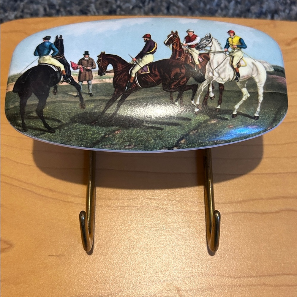Mid-century vintage wall-mounted coat or key hook, Italian decorative equestrian